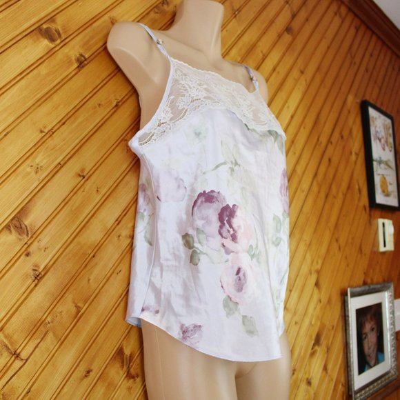 Vintage Camisole California Dynasty Straight Neck Double Strap Lace Medium CA101 - Picture 8 of 9